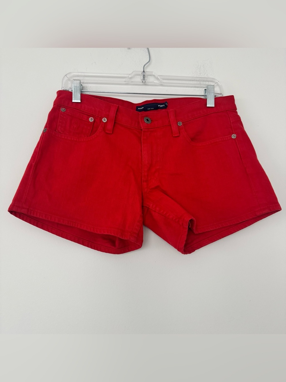 Ralph Lauren Sport Low Waist Shorts Womens 26 Red Denim Cotton Stretch Inseam 4”